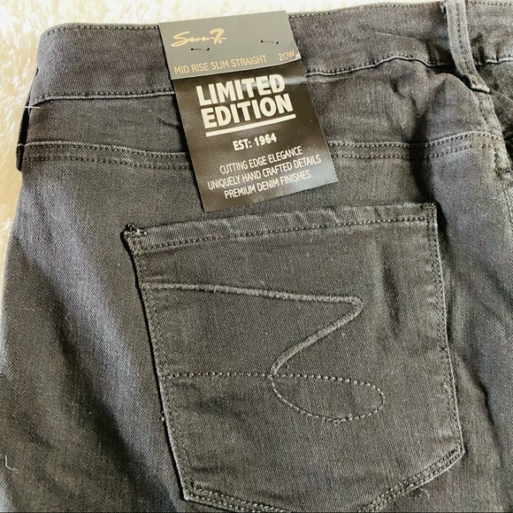 NEW Limited Edition SEVEN7 Black Mid Rise Fringe Slim Straight Jeans Plus Size - Picture 11 of 16